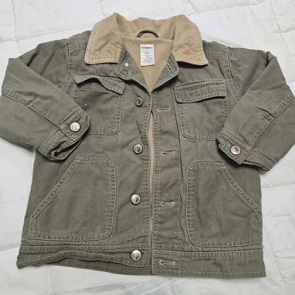 Gymboree 3T Olive Green Fleece Lined Jacket